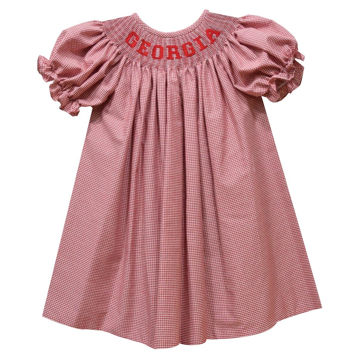 UGA SMOCKED GEORGIA BISHOP DRESS