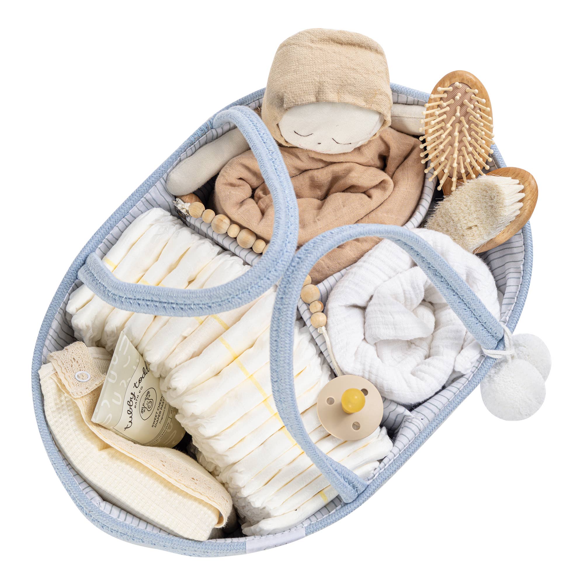 ROPE DIAPER CADDY - MISTY BLUE