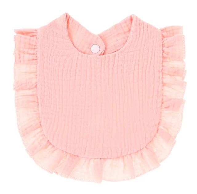 MUSLIN RUFFLE TODDLER BIB LIGHT PINK