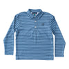 BOYS PRO PERFORMANCE LONG SLEEVE POLO  - BLUE FIN/POWDER BLUE STRIPE