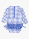 LONG SLEEVE ONE PIECE RASH GUARD - PERIWINKLE BLUE GINGHAM