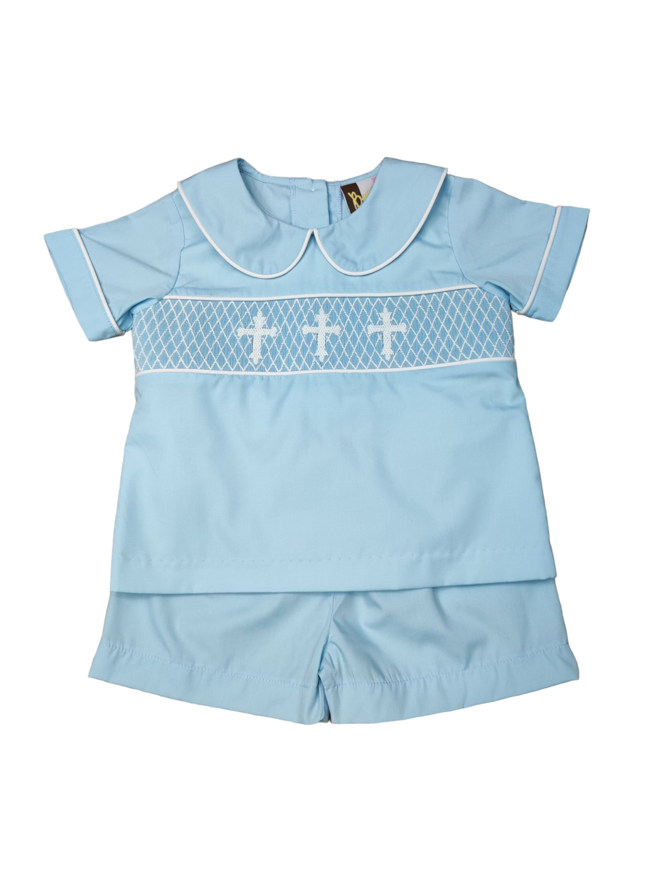 FAITH BOYS SMOCKED SHORT SET