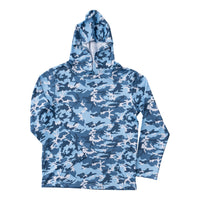 BOYS PRO PERFORMANCE HOODIE T-SHIRT - BLUE CAMO