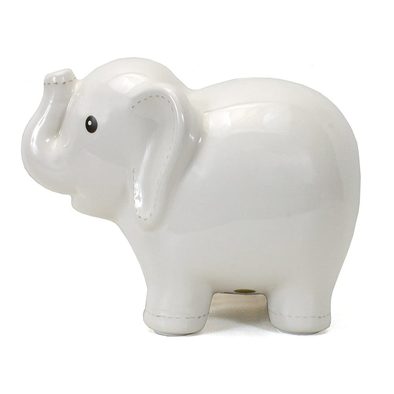 WHITE LARGE  STITCHED ELEPHANT BANK