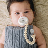 BLUE BEADED SWEETIE STRAP SILICONE ONE-PIECE PACIFIER CLIP