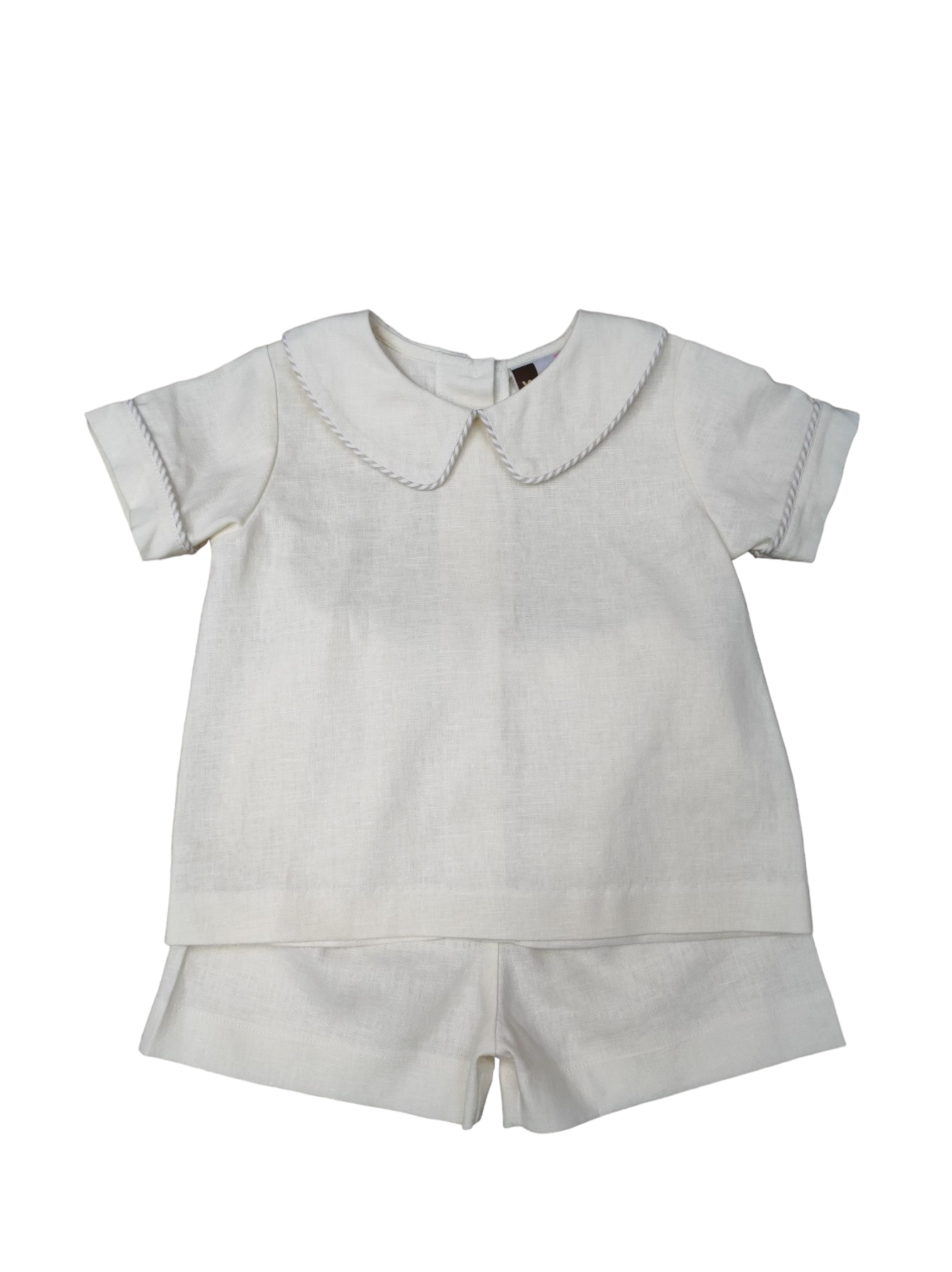 WHITE LINEN BOYS SHORT SET