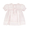 SMOCKED LACE DRESS WITH MATCHING BONNET AND BLOOMERS - PINK