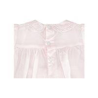 SMOCKED LACE DRESS WITH MATCHING BONNET AND BLOOMERS - PINK