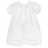 SMOCKED HEIRLOOM DAYGOWN WITH VOILE INSERT AND MATCHING BONNET - WHITE