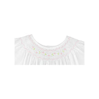 SMOCKED HEIRLOOM DAYGOWN WITH VOILE INSERT AND MATCHING BONNET - WHITE