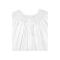 SMOCKED HEIRLOOM DAYGOWN WITH VOILE INSERT AND MATCHING BONNET - WHITE