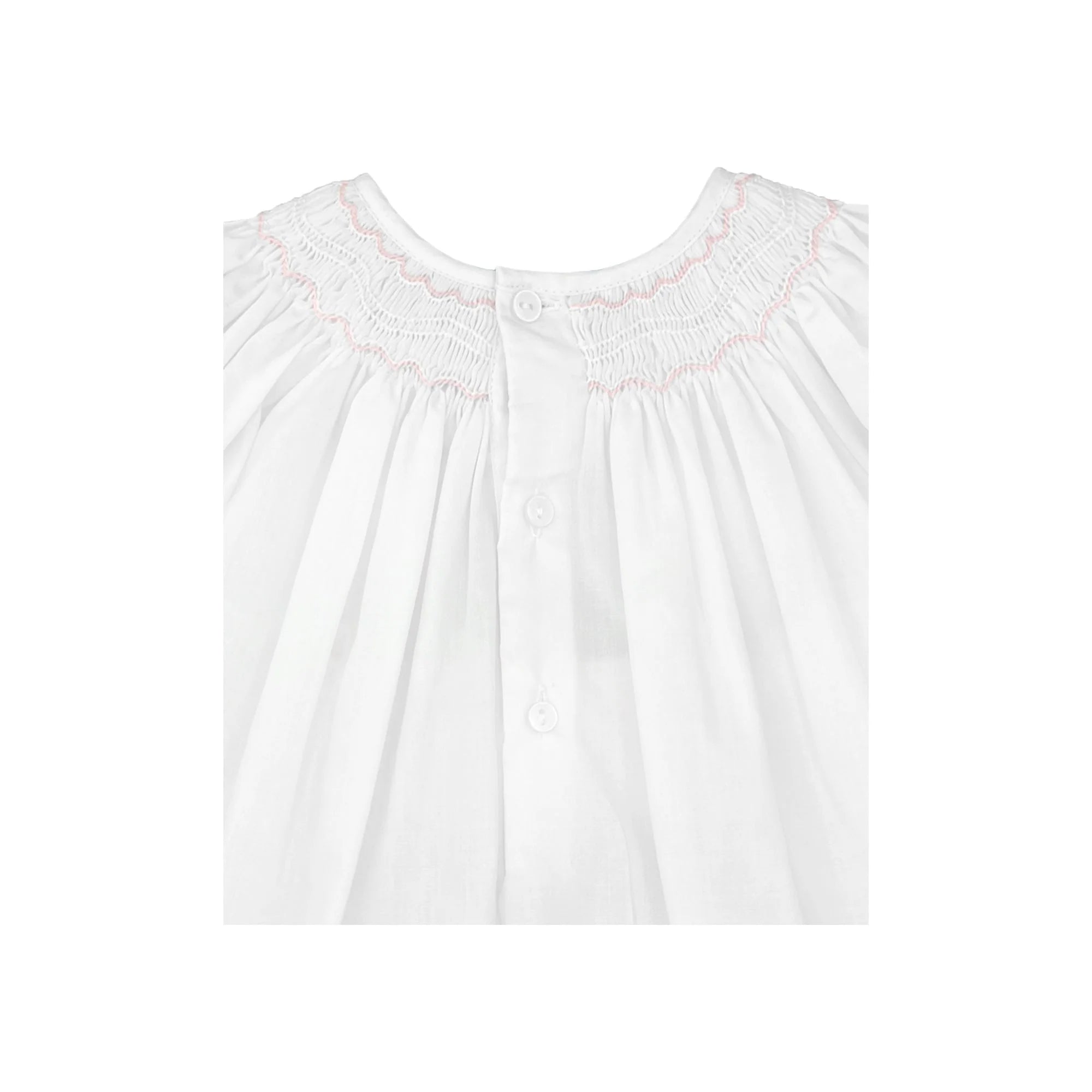 SMOCKED HEIRLOOM DAYGOWN WITH VOILE INSERT AND MATCHING BONNET - WHITE