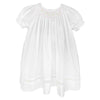 SMOCKED HEIRLOOM DAYGOWN WITH VOILE INSERT AND MATCHING BONNET - WHITE