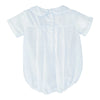 BABY BOY BUBBLE WITH HAND FEATHER STITCHING - BLUE