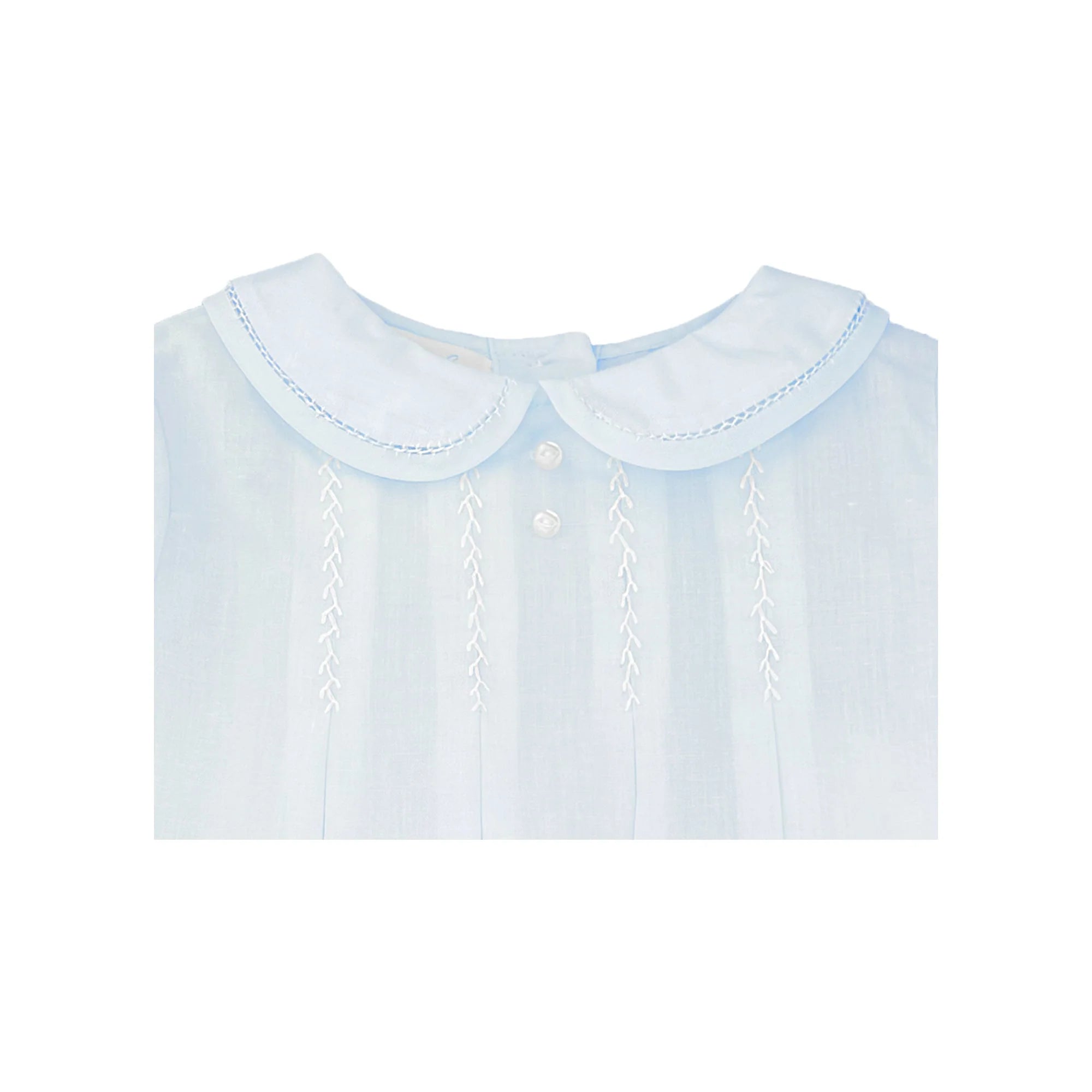 BABY BOY BUBBLE WITH HAND FEATHER STITCHING - BLUE