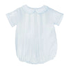 BABY BOY BUBBLE WITH HAND FEATHER STITCHING - BLUE