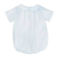 BABY BOY BUBBLE WITH HAND FEATHER STITCHING - BLUE