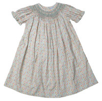 DITSY FLORAL SMOCKED GEO BISHOP DRESS