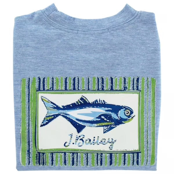 FISH ON H. BLUE LOGO TEE