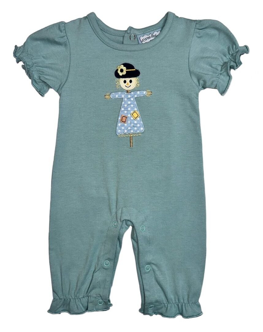 SCARECROW APPLIQUE GIRLS ROMPER