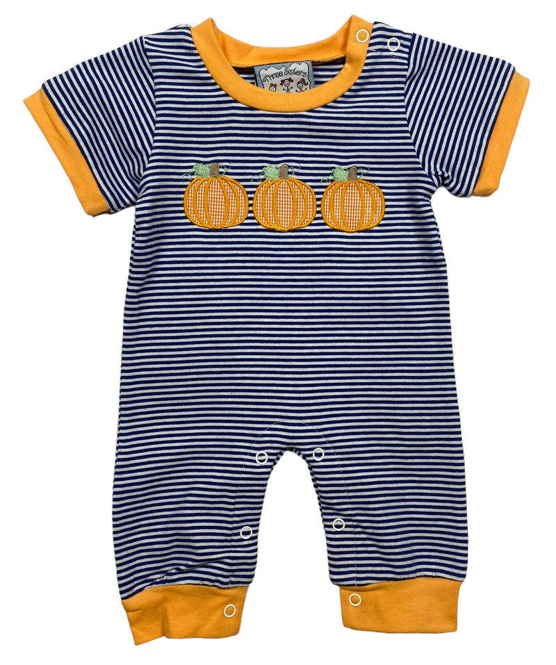 PUMPKIN APPLIQUE BOYS ROMPER