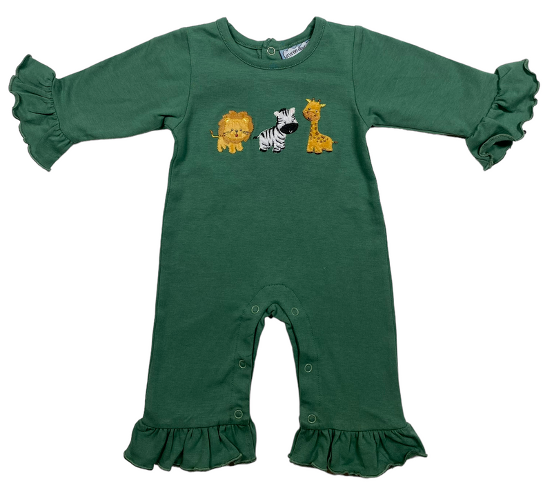 SAFARI APPLIQUE GIRLS ROMPER