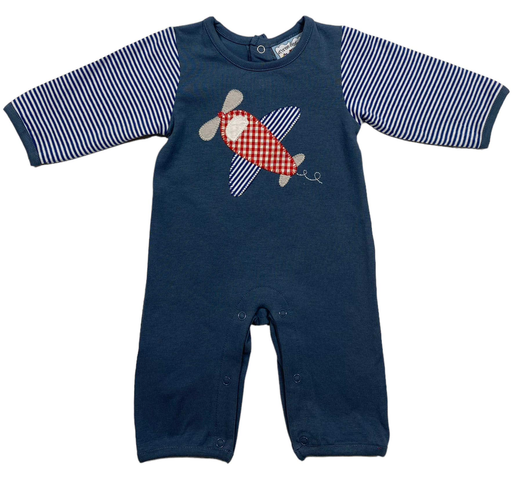 AIRPLANE APPLIQUE BOYS ROMPER