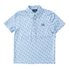 BOYS PRO PERFORMANCE SHORT SLEEVE POLO  - POWDER BLUE GOLF CART PRINT