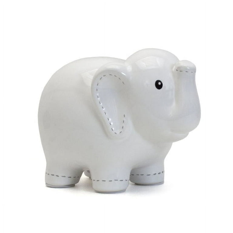 WHITE LARGE  STITCHED ELEPHANT BANK