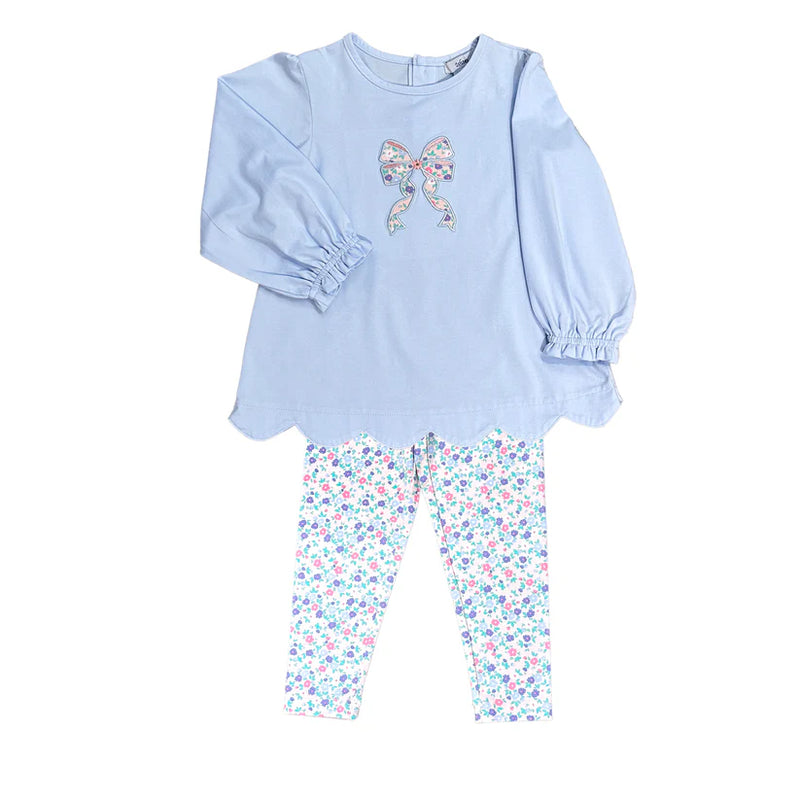 DITSY FLOWER BOW GIRL'S LEGGINGS SET