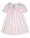 PINK GINGHAM TULIP SMOCKED DRESS