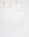 WHITE SCALLOP WITH PINK PICOT TRIM BIB