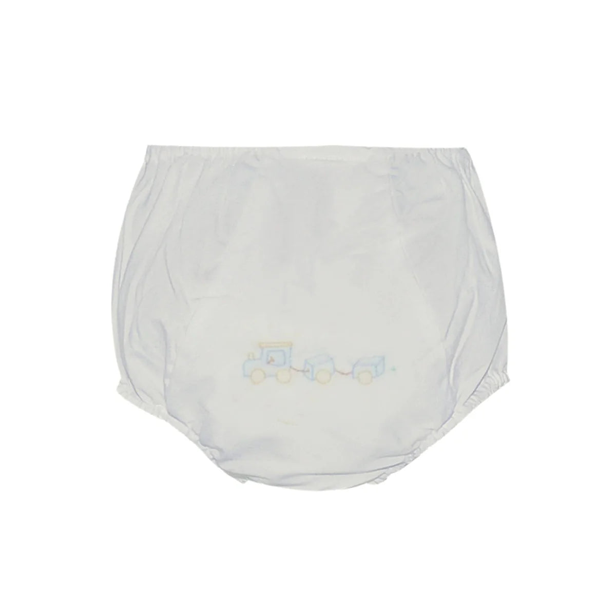 WHITE LANDON DIAPER COVER - TRAIN