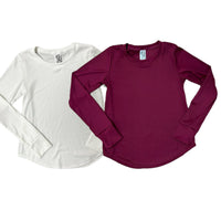 TWEEN SOLID RIBBED LONG SLEEVE YOGA TOP (MULTIPLE COLORS)