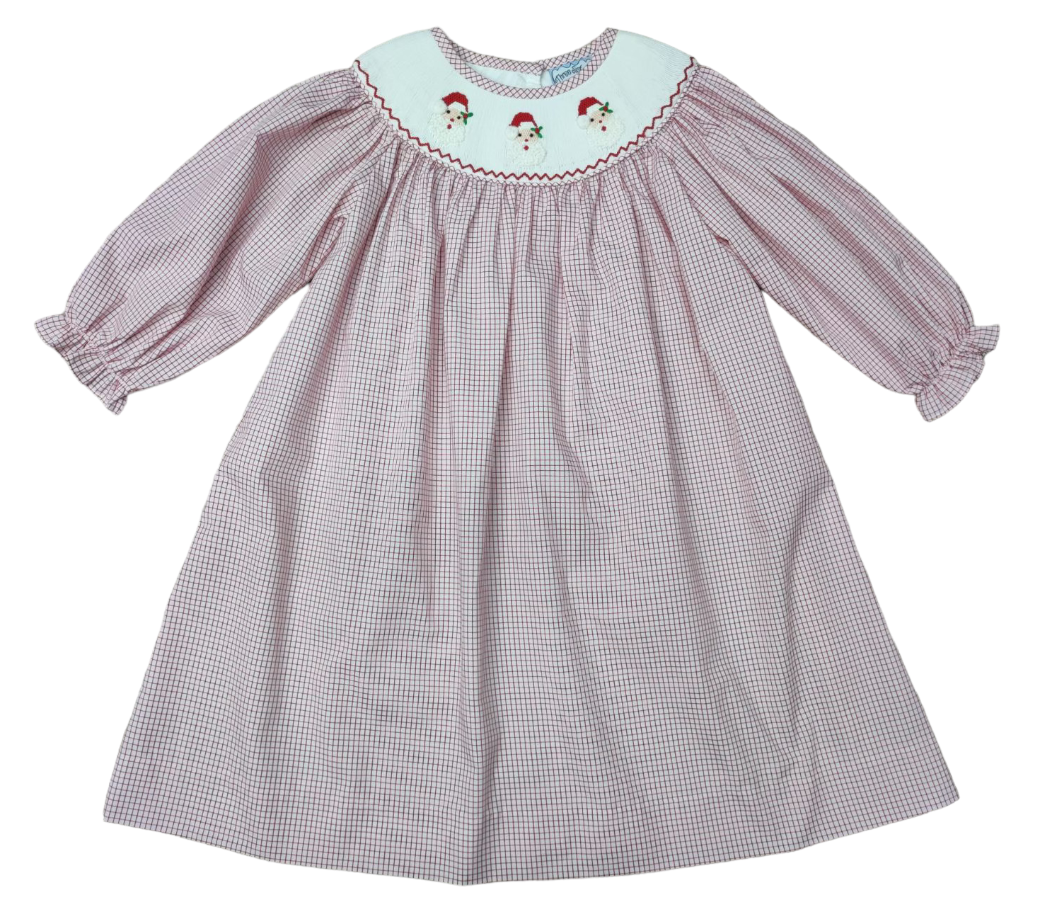 SANTA SMOCKED L/S BISHOP DRESS