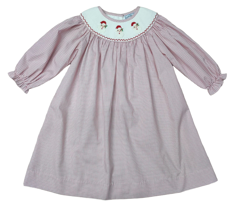 SANTA SMOCKED L/S BISHOP DRESS