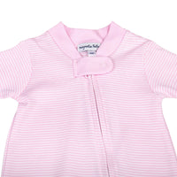 MINI STRIPES ZIPPER FOOTIE - PINK