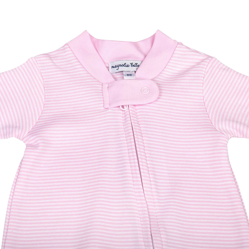 MINI STRIPES ZIPPER FOOTIE - PINK