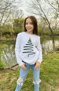 TINSEL CHRISTMAS TREE WITH GOLD STAR SWEATSHIRT