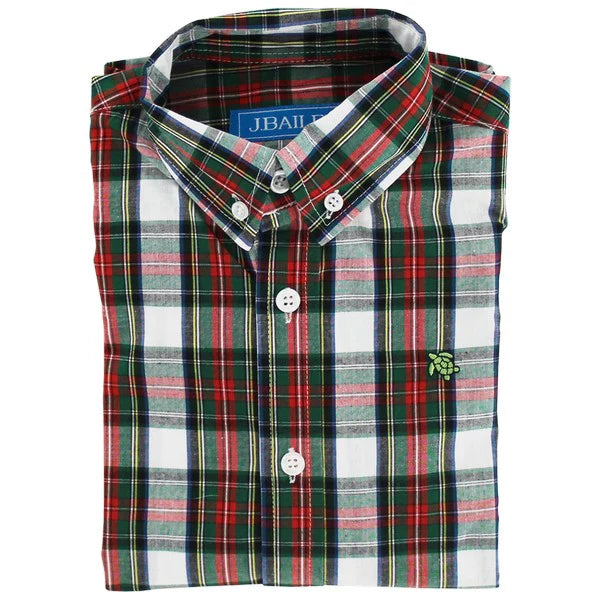 BOYS BUTTON DOWN ROSCOE- EVERGREEN