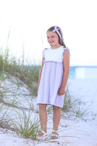 ALICE DRESS IN LAVENDER STRIPE