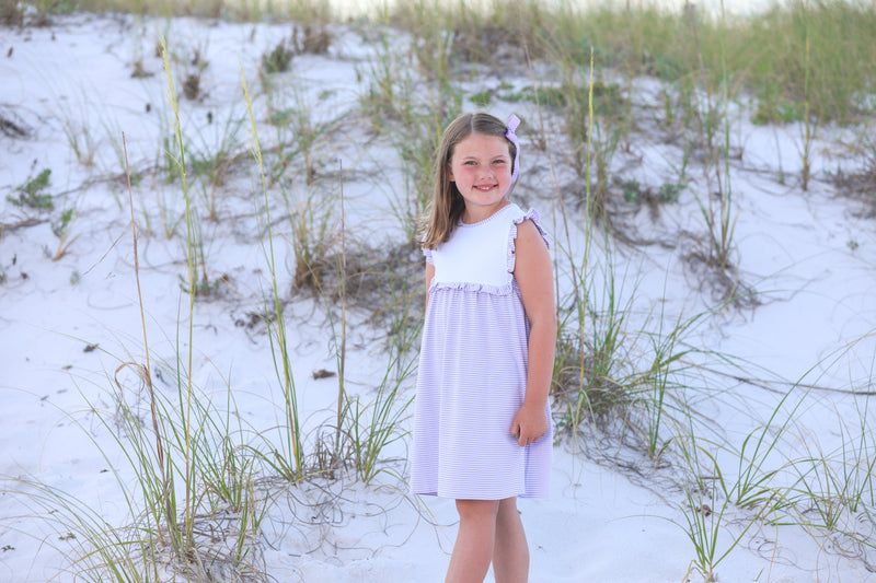 ALICE DRESS IN LAVENDER STRIPE