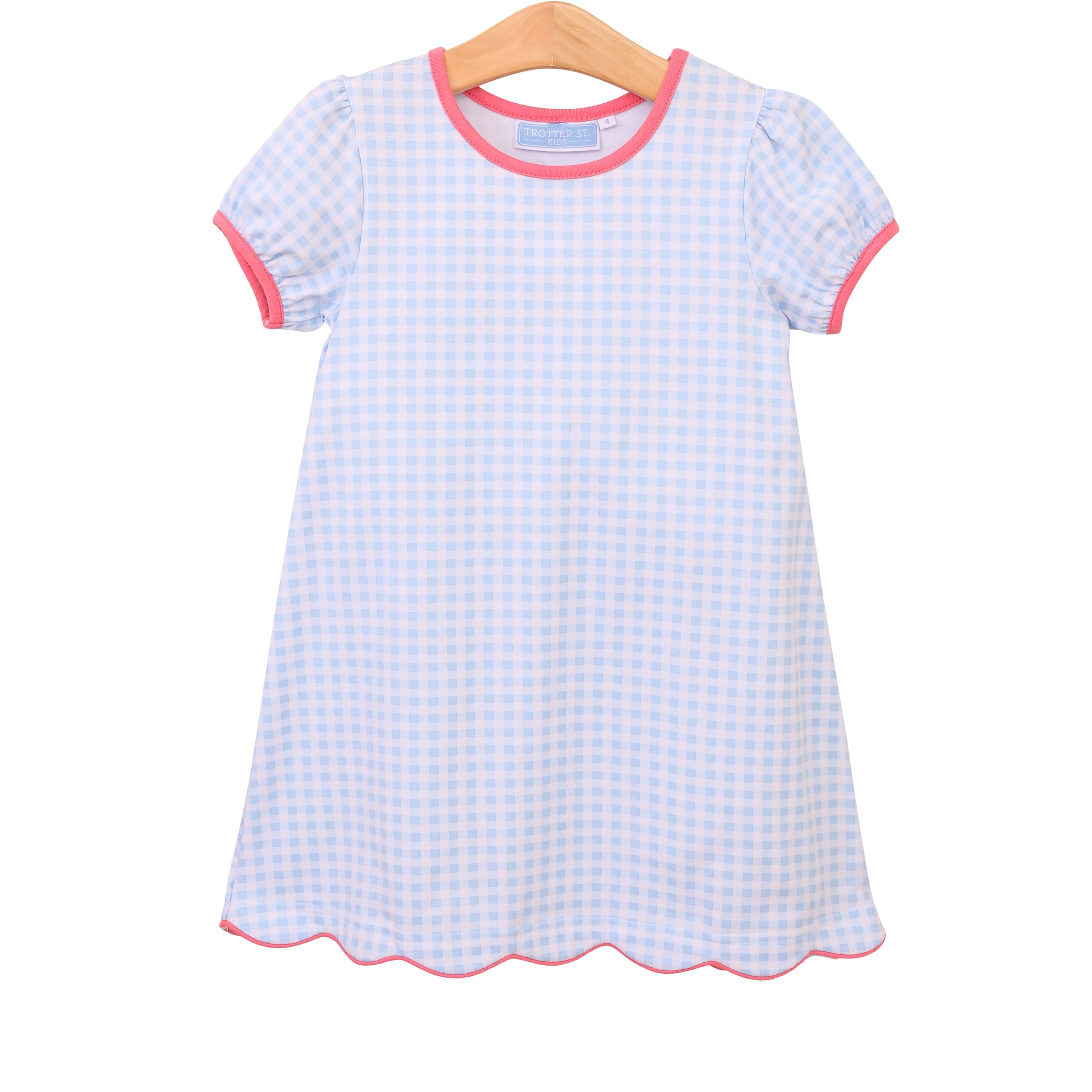 CECILIA DRESS IN LIGHT BLUE GINGHAM/PINK