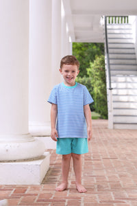 DREW SHORT SET IN BLUE STRIPE/TEAL