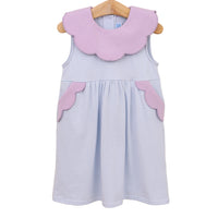 PENELOPE DRESS IN LIGHT BLUE STRIPE/LAVENDER