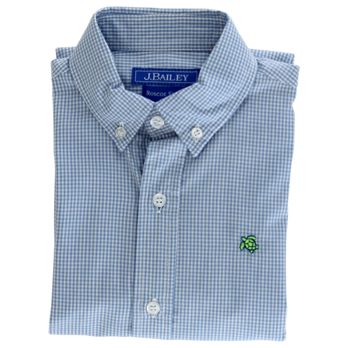 ROSCOE BUTTON DOWN SHIRT - BLUE MICROCHECK