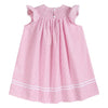 PINK SEERSUCKER RUNNING BUNNIES SMOCKED BISHOP DRESS