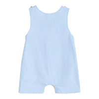 BLUE GINGHAM EASTER BUNNY SMOCKED SHORTALL