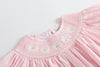 LIGHT PINK DAISY SMOCKED BISHOP DRESS