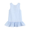 LIGHT BLUE SEERSUCKER POM POM BUNNY SWING DRESS